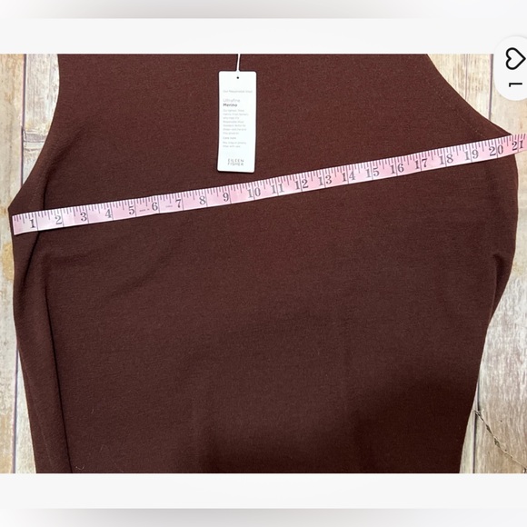 EILEEN FISHER Merino Wool Crew Neck Sleeveless Top Dark Brown Size L NWT $198 - Picture 9 of 9